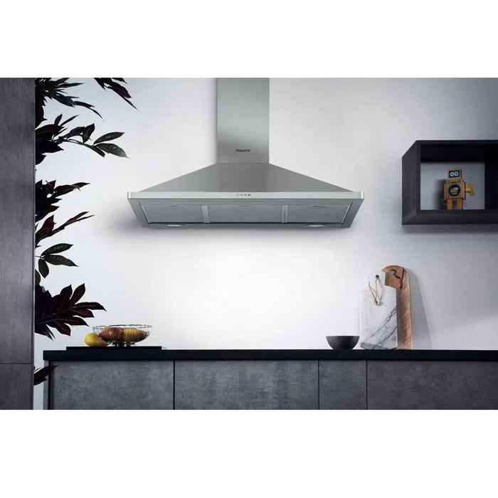 Hotpoint 90cm Chimney Cooker Hood - Stainless Steel  | PHPN9.5FLMX/1