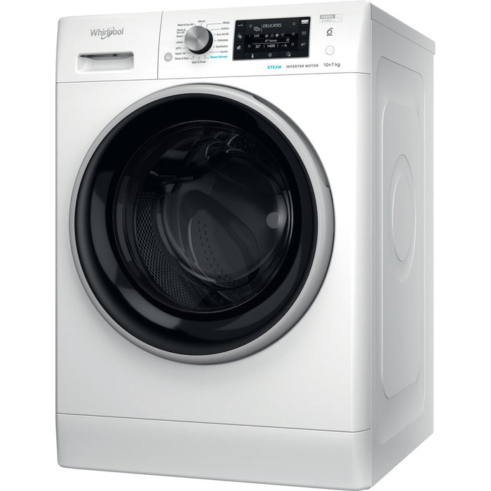 Whirlpool 6th sense 10kg Wash 7kg Dry 1400rpm Washer Dryer - White | FFWDD1074269BSV