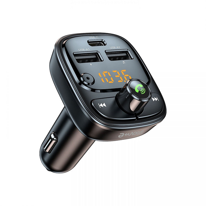 Groov-e Tune Play Car FM Transmitter with Dual USB-A & USB-C Charger | GVMA131BK