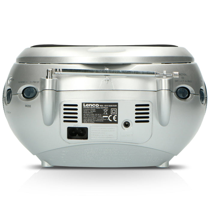 Lenco SCD-24 Portable Stereo FM Radio With CD Player - Black/Silver | SCD24B