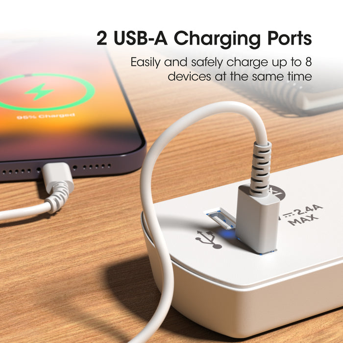 SLX 6 Gang 13A Switched Extension Lead 2m with 2 USB-A Sockets | 90163PI