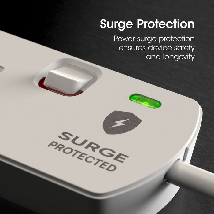 SLX 6 Gang 13A Switched Extension Lead 2m with 2 USB-A Sockets | 90163PI