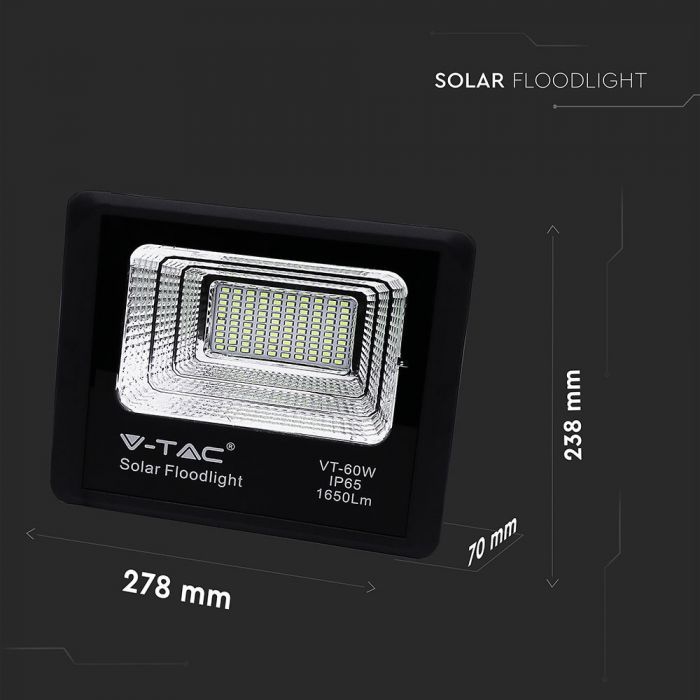 V-TAC VT-60W 20W Solar Panel with LED Floodlight 4000K | 8575