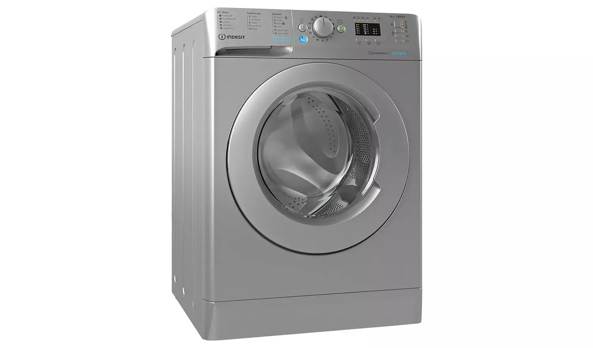 Indesit  8KG 1400 Spin Washing Machine - Silver | BWA81485XSUKN