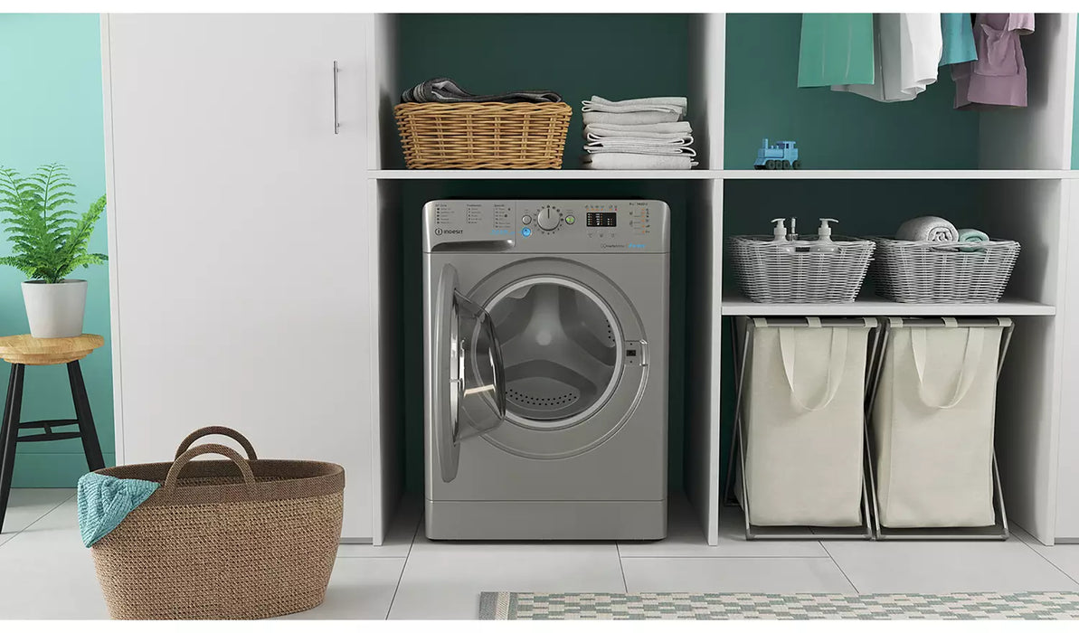 Indesit  8KG 1400 Spin Washing Machine - Silver | BWA81485XSUKN