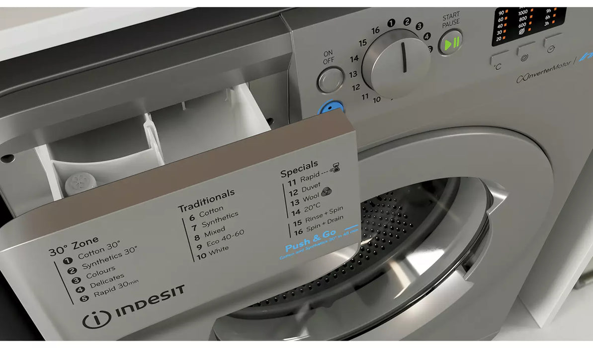 Indesit  8KG 1400 Spin Washing Machine - Silver | BWA81485XSUKN