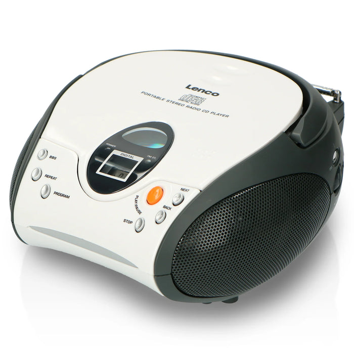 LENCO Portable Stereo FM radio with CD player - White | SCD-24 W