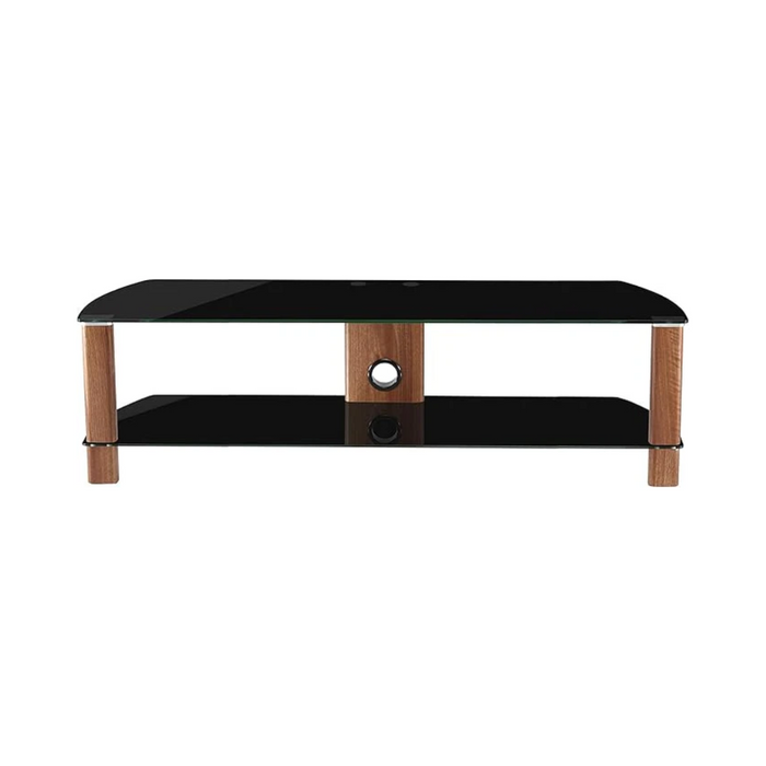 Alphason Century TV Stand Walnut with Black Glass Shelves | ADCE1500-BLK