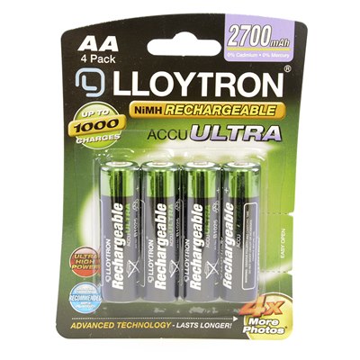 Lloytron 4Pack NIMH Accu Ultra Rechargeable Battery - AA 2700mAh | B1025