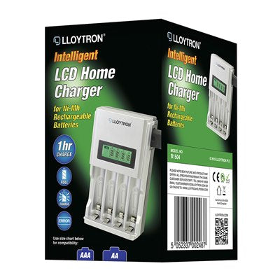 Lloytron Ultra Fast AA/AAA Smart Battery Charger for NiMH Batteries | B1504