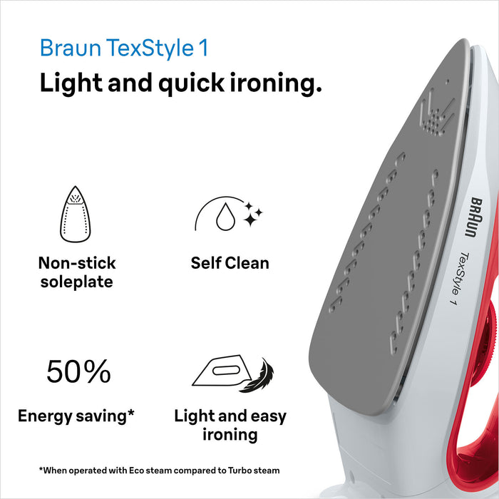 Braun TexStyle 1 Steam Iron SI 1019 - Red/white | SI1019RD