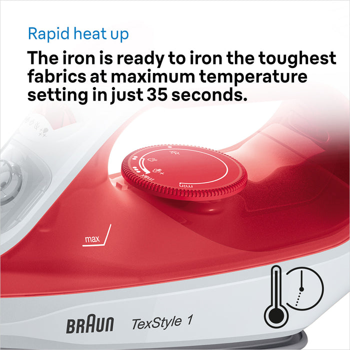 Braun TexStyle 1 Steam Iron SI 1019 - Red/white | SI1019RD