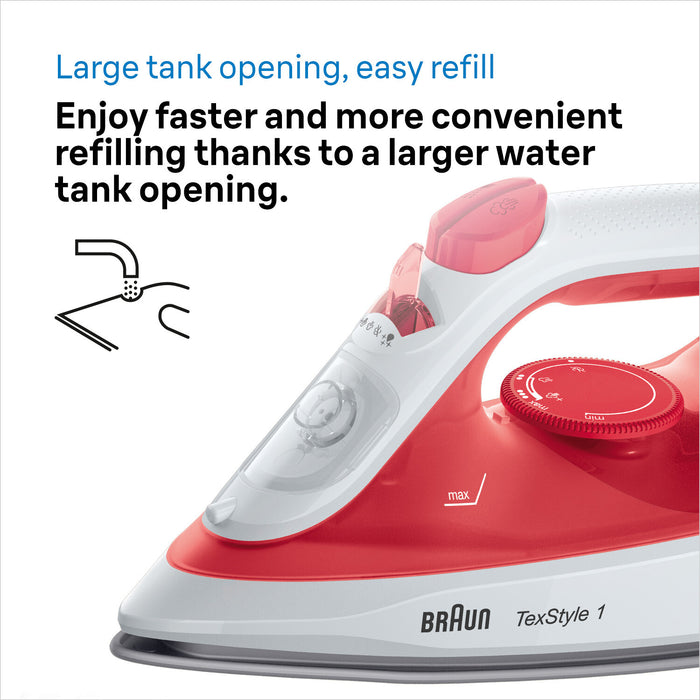 Braun TexStyle 1 Steam Iron SI 1019 - Red/white | SI1019RD