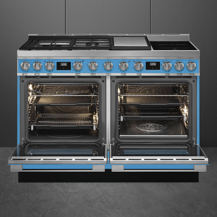 Smeg 120x60 cm Portofino Dual fuel Cooker with Mixed Hob - Turquoise | SMG CPF120IGMPT