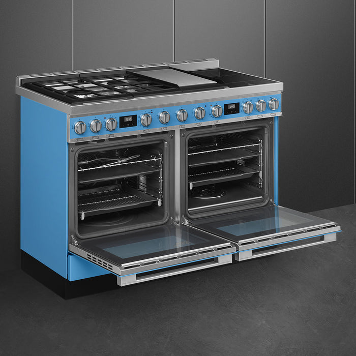 Smeg 120x60 cm Portofino Dual fuel Cooker with Mixed Hob - Turquoise | SMG CPF120IGMPT