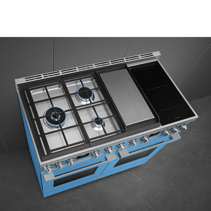 Smeg 120x60 cm Portofino Dual fuel Cooker with Mixed Hob - Turquoise | SMG CPF120IGMPT
