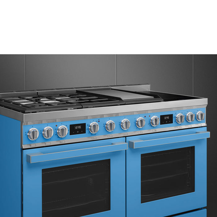 Smeg 120x60 cm Portofino Dual fuel Cooker with Mixed Hob - Turquoise | SMG CPF120IGMPT