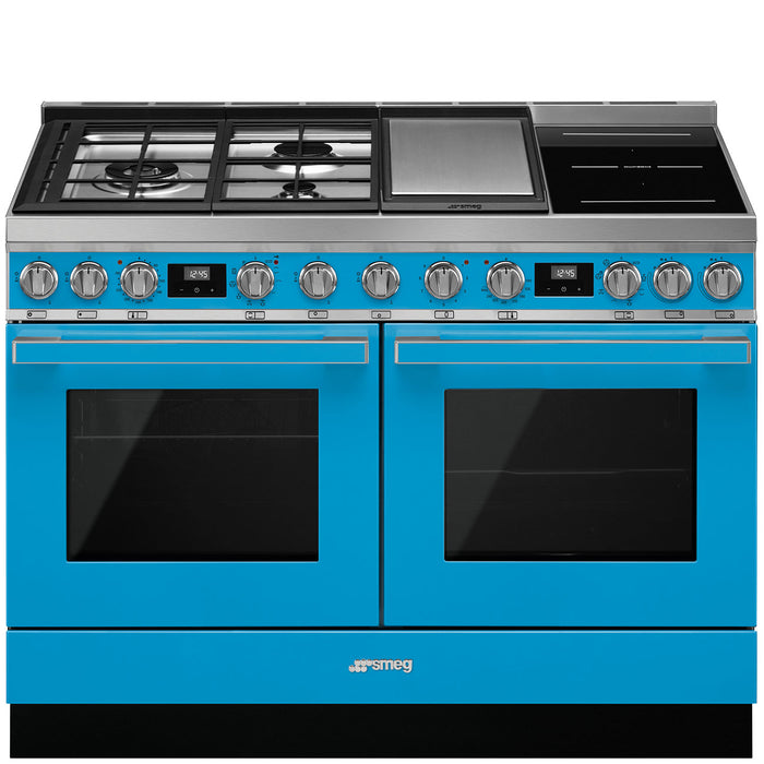 Smeg 120x60 cm Portofino Dual fuel Cooker with Mixed Hob - Turquoise | SMG CPF120IGMPT