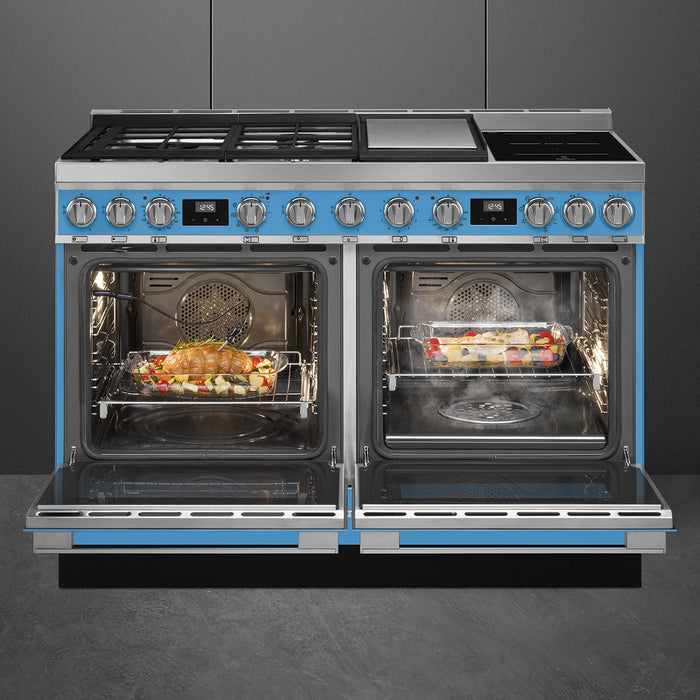 Smeg 120x60 cm Portofino Dual fuel Cooker with Mixed Hob - Turquoise | SMG CPF120IGMPT