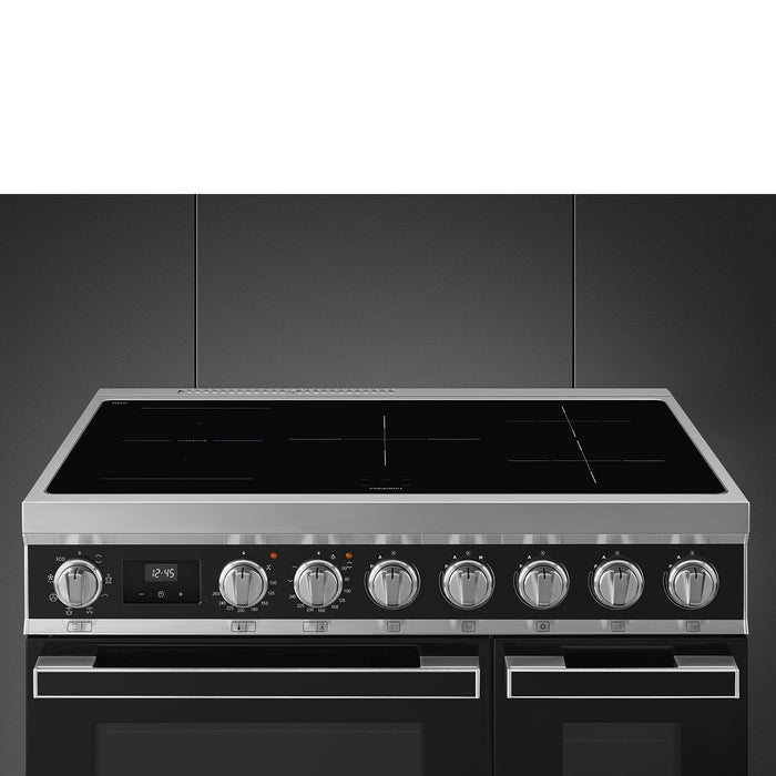 Smeg 90x60 cm Portofino Full Electric Cooker with Induction Hob - Black | SMG CPF92IMBL