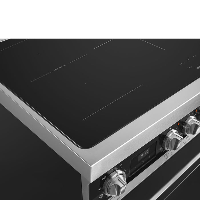 Smeg 90x60 cm Portofino Full Electric Cooker with Induction Hob - Black | SMG CPF92IMBL