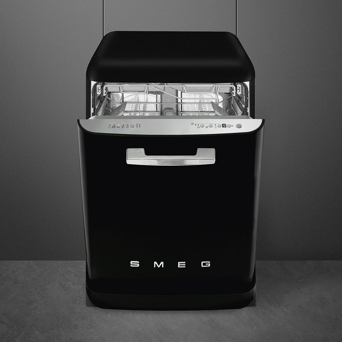 Smeg 60cm Retro Style 13 Place Free-standing Dishwasher - Black | SMG DFFABBL