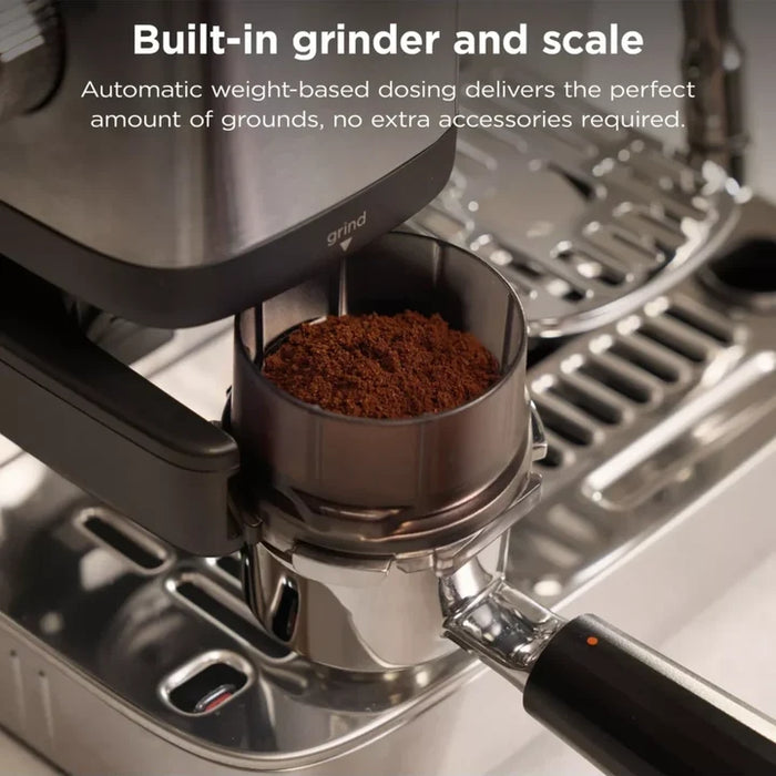 Ninja Luxe Café Mini Plus Espresso Machine with Built-in Grinder and Scale, Hands-Free Steam Wand - Silver | ES352UK