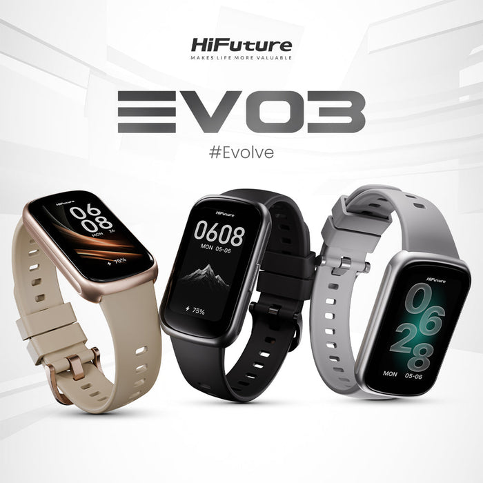 HiFuture EVO3 Smart Watch with 1.47" IPS Display, Heart Rate and SpO2 Monitoring, IP68 and 100+ Sports Modes - Black | 183408