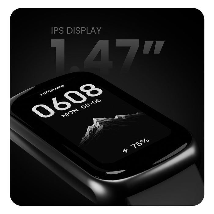 HiFuture EVO3 Smart Watch with 1.47" IPS Display, Heart Rate and SpO2 Monitoring, IP68 and 100+ Sports Modes - Black | 183408