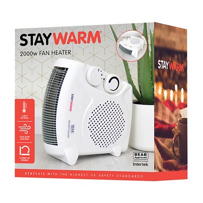 StayWarm 2000w Upright / Flatbed Fan Heater - White | F2003WH