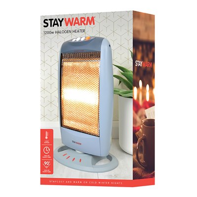 StayWarm 1200w 3 Bar Compact Halogen Heater - Grey | F2106GR