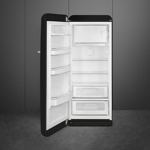 Smeg 60cm Retro Style Fridge With Icebox, Left Hand Hinged - Black | SMG FAB28LBL5UK