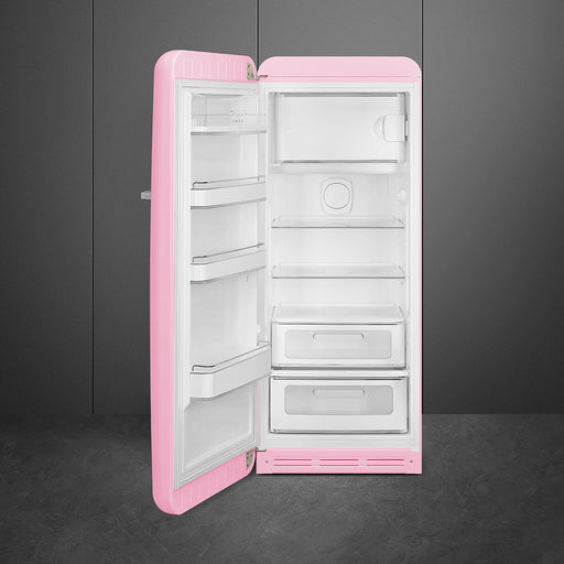 Smeg 60cm Retro Style Fridge With Icebox, Left Hand Hinged - Pink | SMG FAB28LPK5UK
