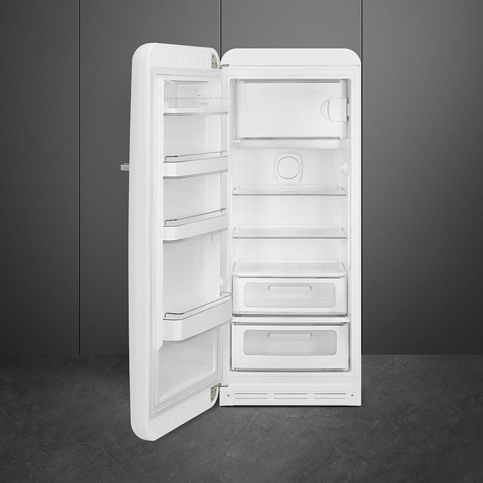 Smeg 60cm Retro Style Fridge With Icebox, Left Hand Hinged - White | SMG FAB28LWH5UK
