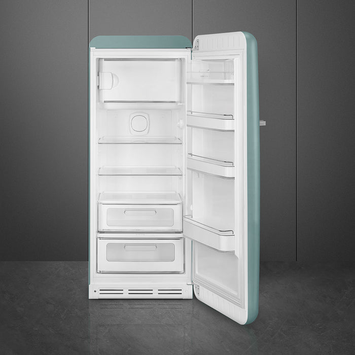 Smeg 60cm Retro Style Fridge With Icebox, Right Hand Hinged - Emerald Green | SMG FAB28RDEG5