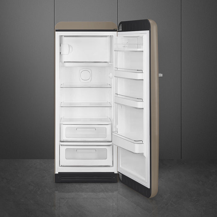 Smeg 60cm Retro Style Fridge With Icebox, Right Hand Hinged - Taupe | SMG FAB28RDTP5