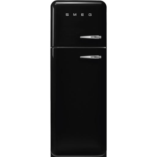 Smeg 60cm Retro Style 80/20 Fridge Freezer, Left Hand Hinge - Black | SMG FAB30LBL5UK