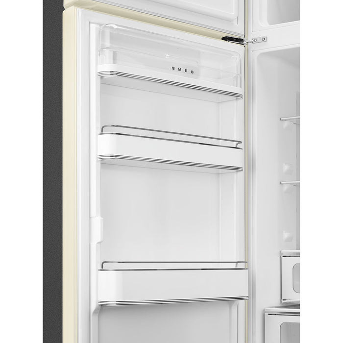 Smeg 60cm Retro Style 80/20 Fridge Freezer, Left Hand Hinge - Cream || FAB30LCR5UK