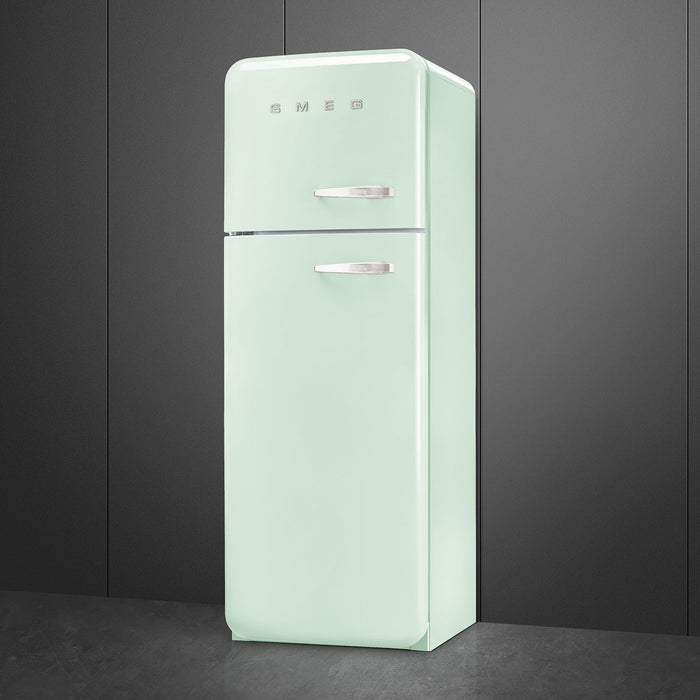 Smeg 60cm Retro Style 80/20 Fridge Freezer, Left Hand Hinge - Pastel Green | SMG FAB30LPG5UK