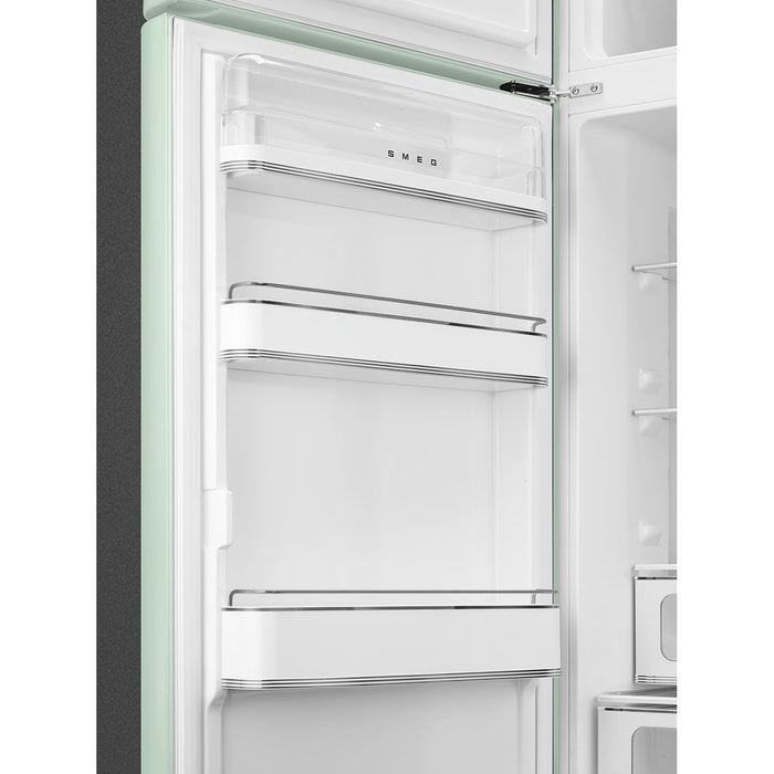 Smeg 60cm Retro Style 80/20 Fridge Freezer, Left Hand Hinge - Pastel Green | SMG FAB30LPG5UK
