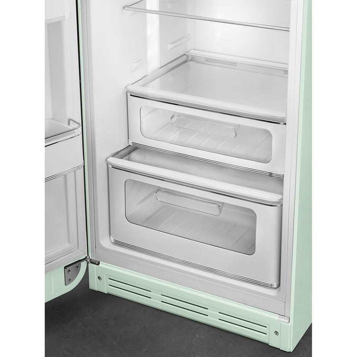 Smeg 60cm Retro Style 80/20 Fridge Freezer, Left Hand Hinge - Pastel Green | SMG FAB30LPG5UK