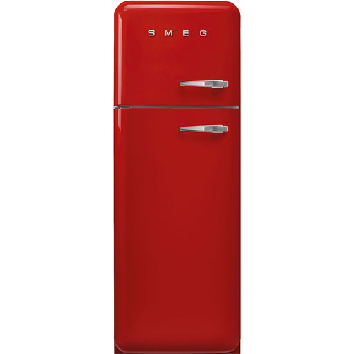 Smeg 60cm Retro Style 80/20 Fridge Freezer, Left Hand Hinge - Red | SMG FAB30LRD5UK