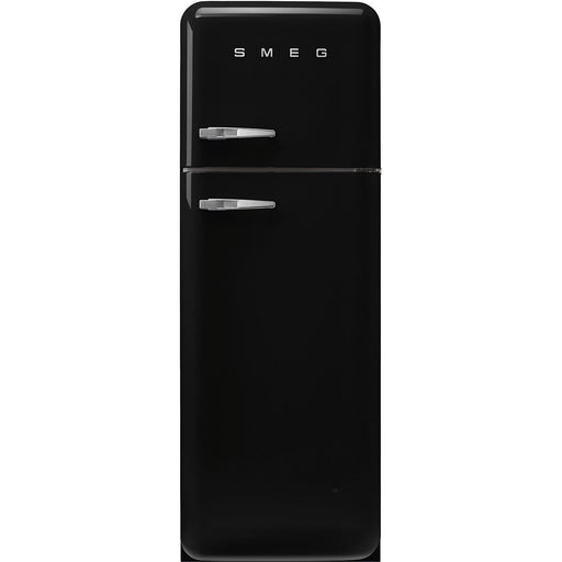 Smeg 60cm Retro Style 80/20 Fridge Freezer, Right Hand Hinge - Black | SMG FAB30RBL5UK