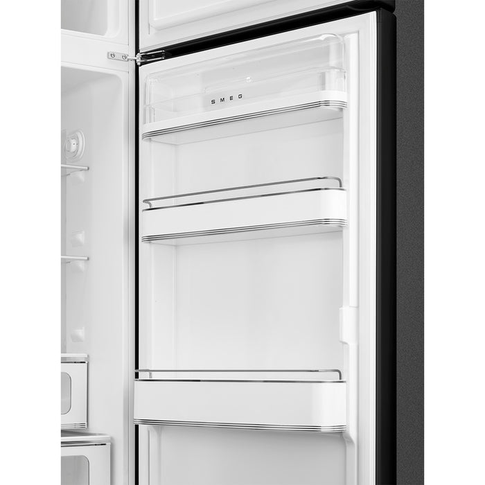 Smeg 60cm Retro Style 80/20 Fridge Freezer, Right Hand Hinge - Black | SMG FAB30RBL5UK