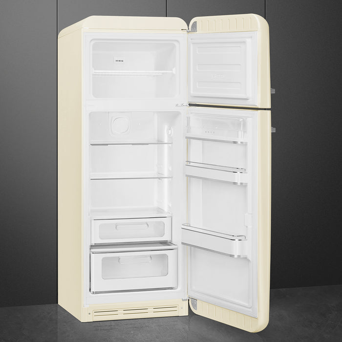 Smeg 60cm Retro Style 80/20 Fridge Freezer, Right Hand Hinge - Cream | SMG FAB30RCR5UK