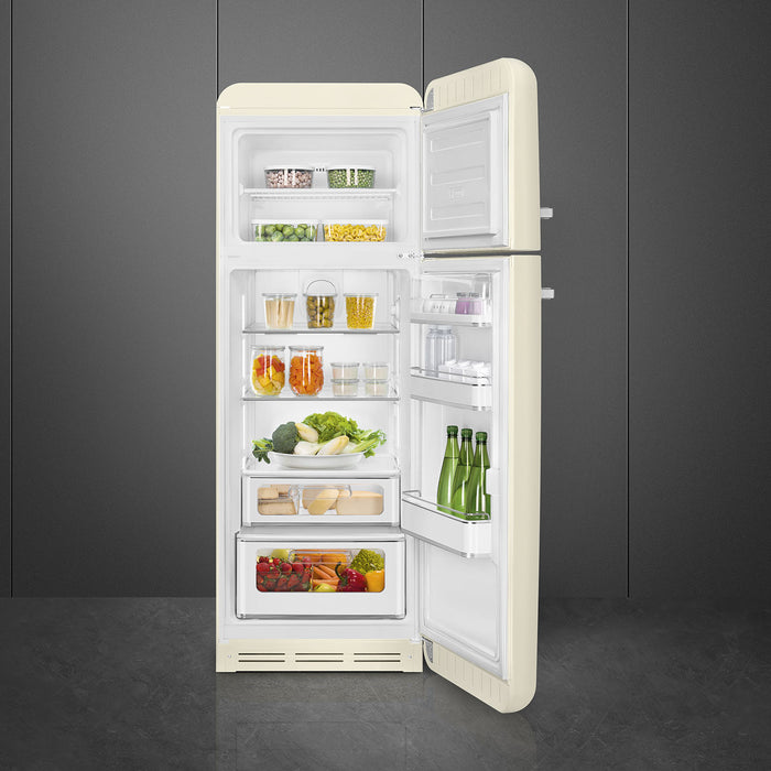 Smeg 60cm Retro Style 80/20 Fridge Freezer, Right Hand Hinge - Cream | SMG FAB30RCR5UK