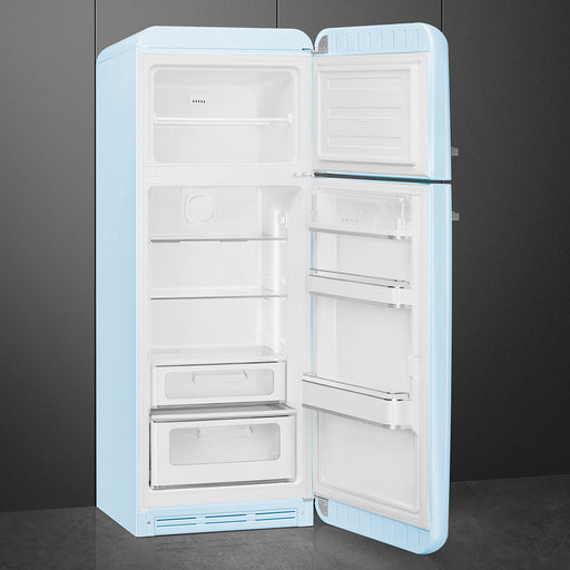 Smeg 60cm Retro Style 80/20 Fridge Freezer, Right Hand Hinge - Pastel Blue | SMG FAB30RPB5UK