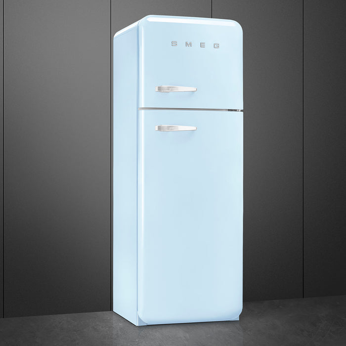 Smeg 60cm Retro Style 80/20 Fridge Freezer, Right Hand Hinge - Pastel Blue | SMG FAB30RPB5UK