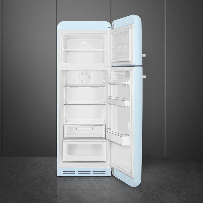 Smeg 60cm Retro Style 80/20 Fridge Freezer, Right Hand Hinge - Pastel Blue | SMG FAB30RPB5UK