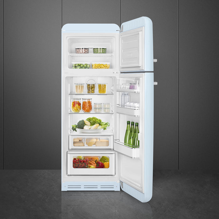 Smeg 60cm Retro Style 80/20 Fridge Freezer, Right Hand Hinge - Pastel Blue | SMG FAB30RPB5UK